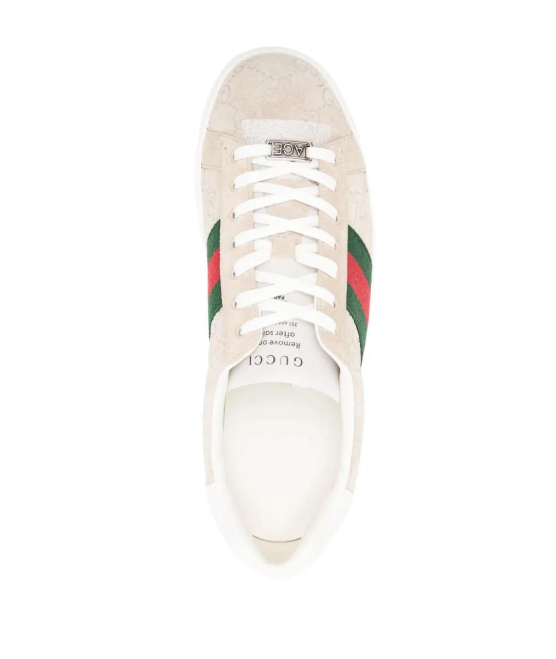 GUCCI Бежевые замшевые низкие кроссовки / кеды, фото 4