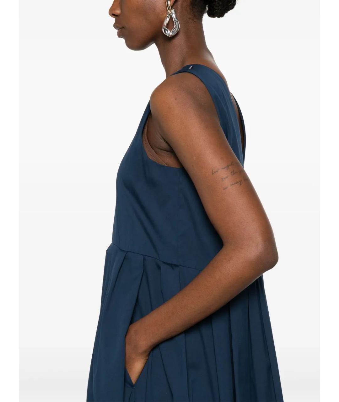 'S MAX MARA Темно-синее хлопковое повседневное платье, фото 3