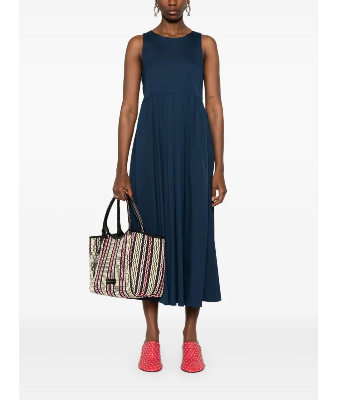 'S MAX MARA Темно-синее хлопковое повседневное платье, фото 5