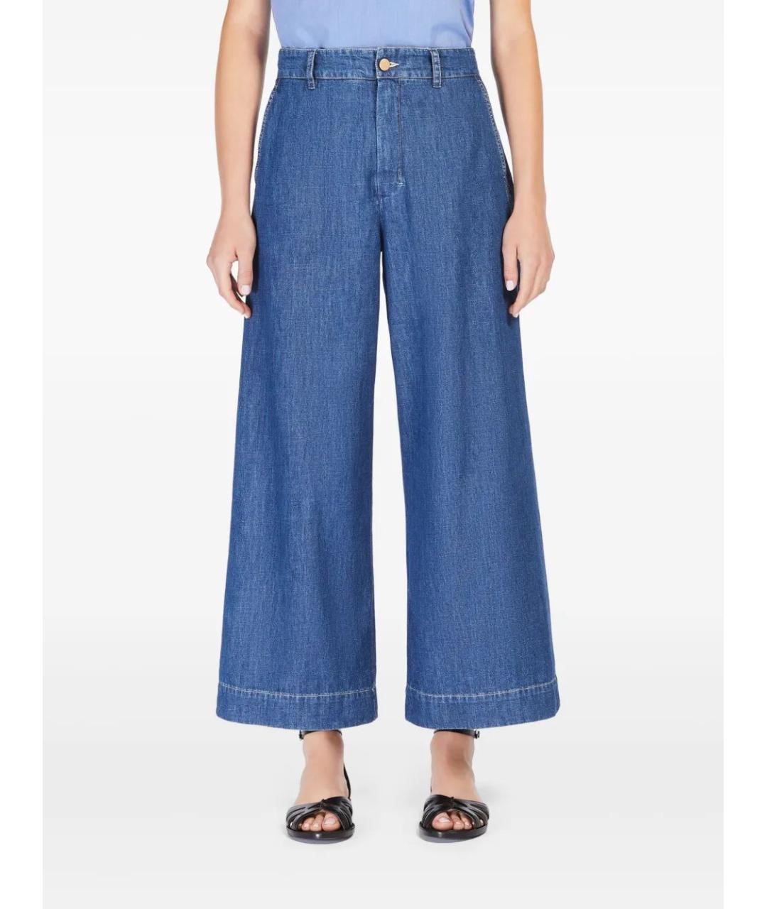 'S MAX MARA Синие хлопковые прямые брюки, фото 3