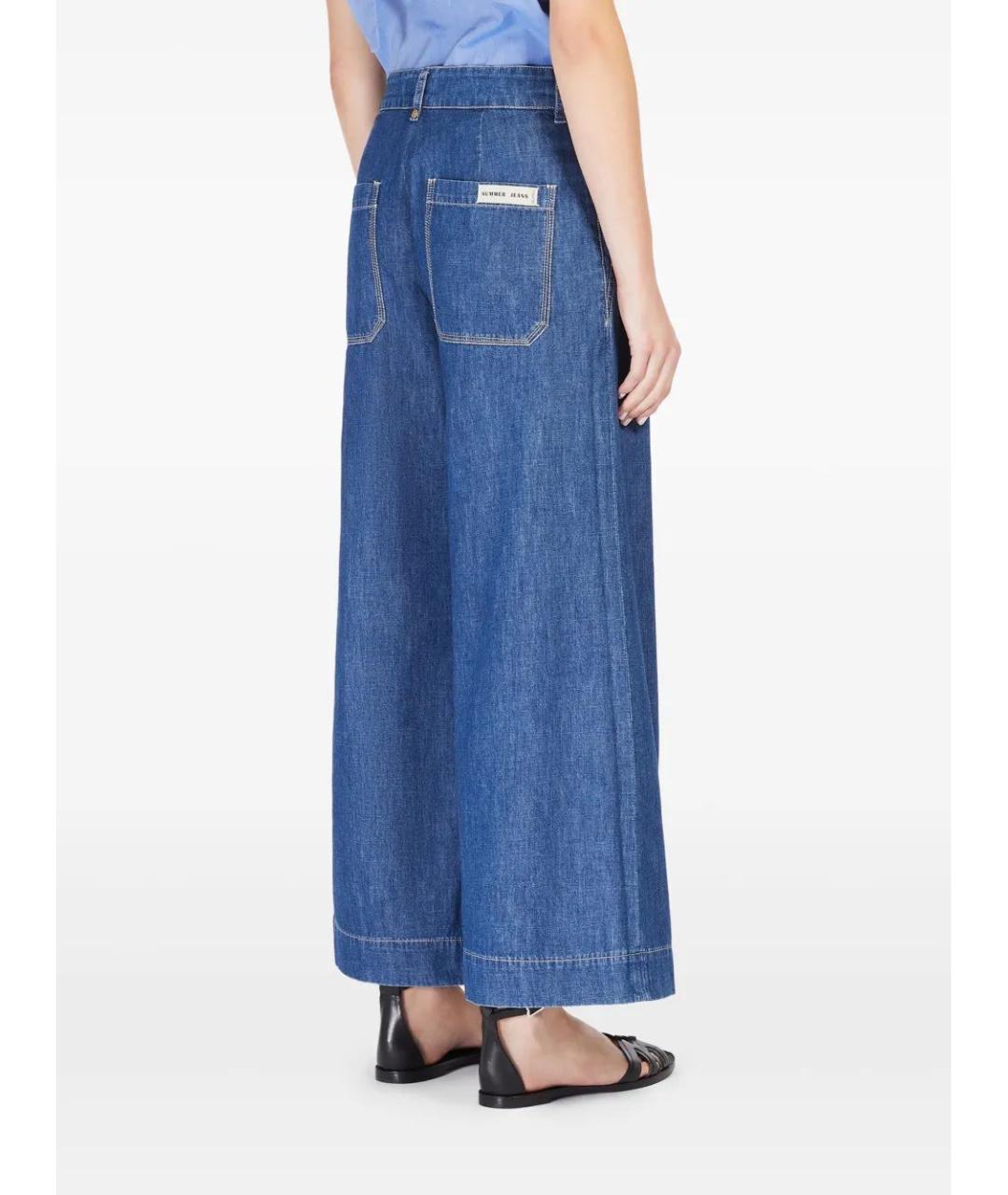 'S MAX MARA Синие хлопковые прямые брюки, фото 2