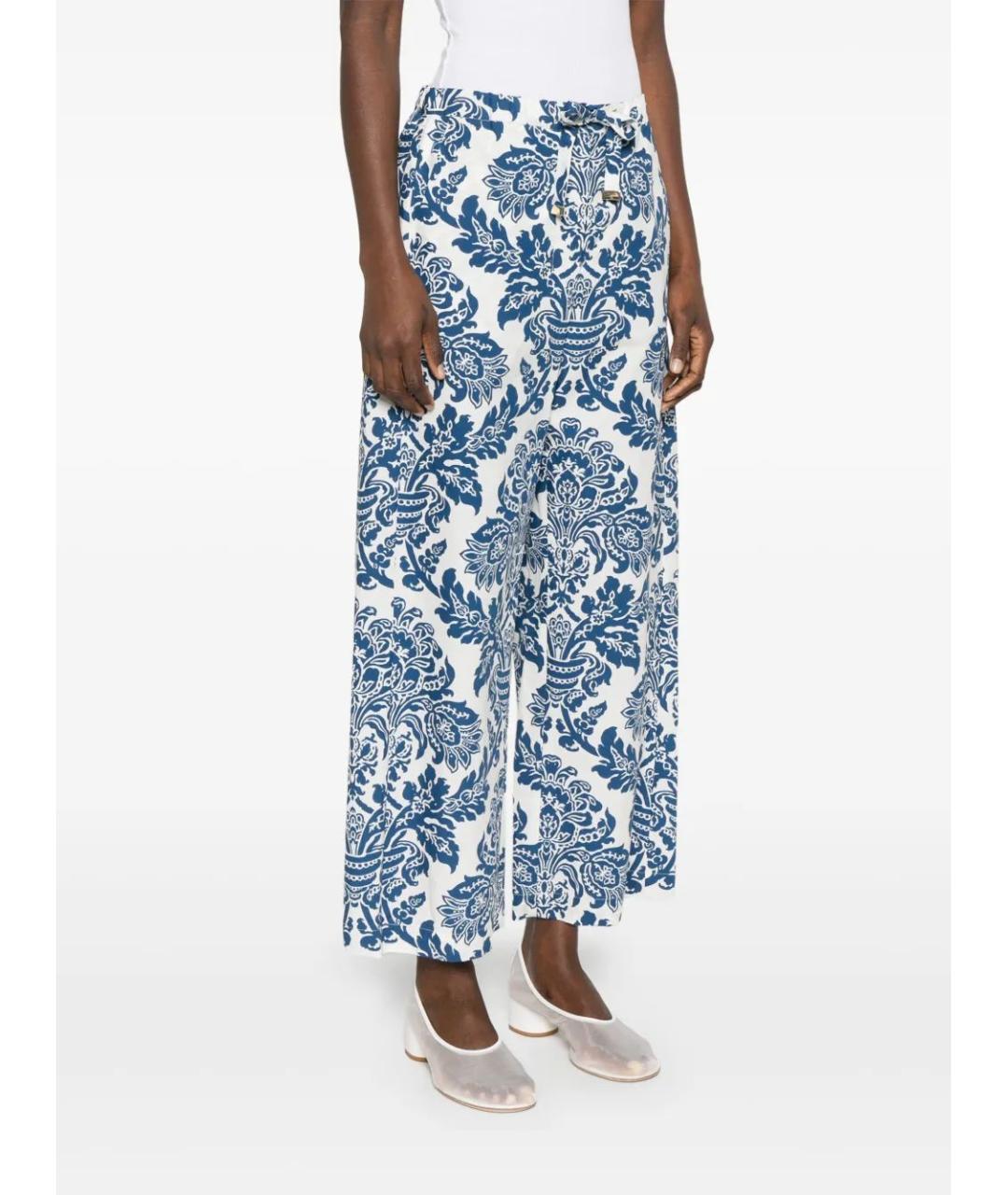 'S MAX MARA Синие хлопковые прямые брюки, фото 4
