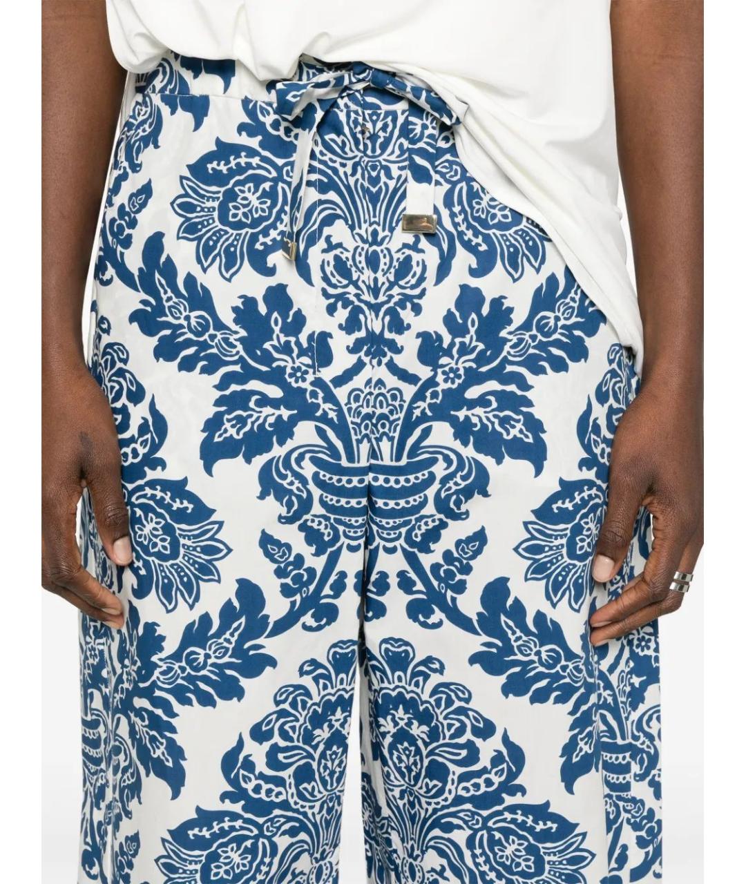 'S MAX MARA Синие хлопковые прямые брюки, фото 2