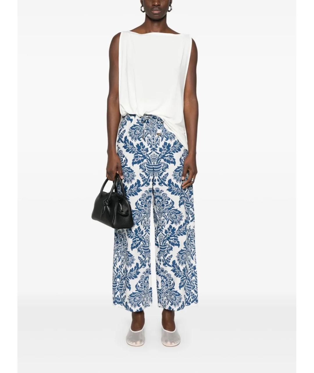 'S MAX MARA Синие хлопковые прямые брюки, фото 3
