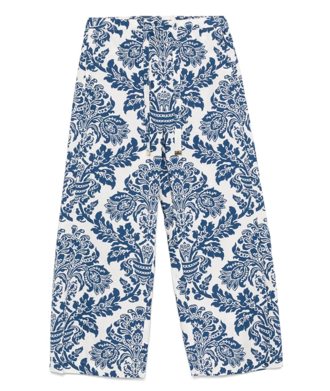 'S MAX MARA Синие хлопковые прямые брюки, фото 1