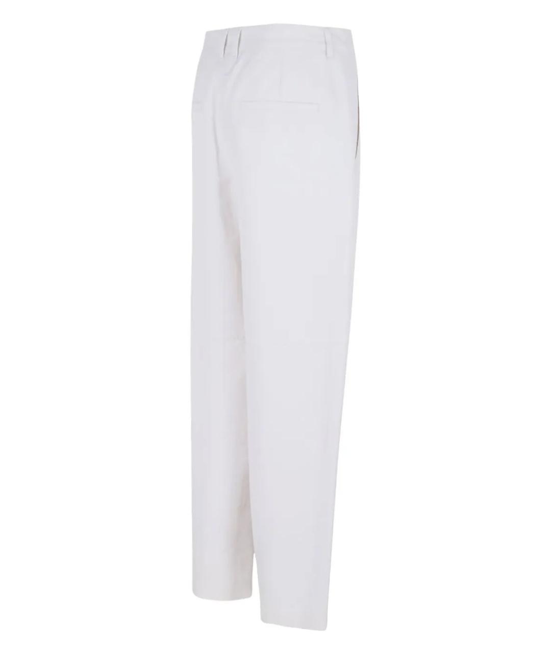 'S MAX MARA Белые хлопковые прямые брюки, фото 3