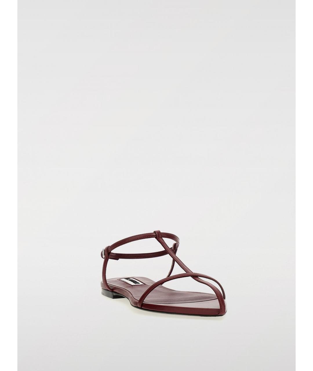 JIL SANDER Бордовые кожаные сандалии, фото 2