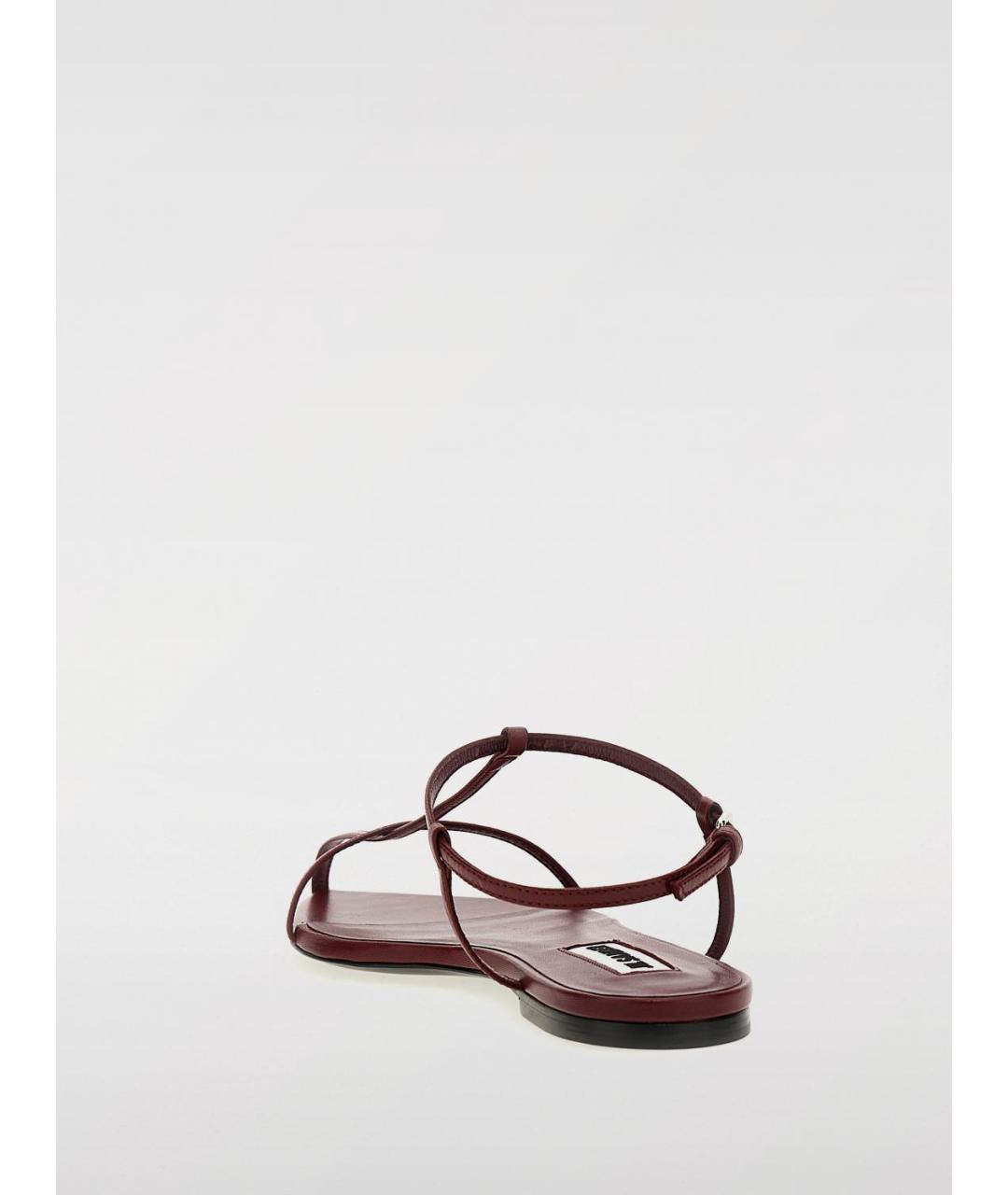 JIL SANDER Бордовые кожаные сандалии, фото 3