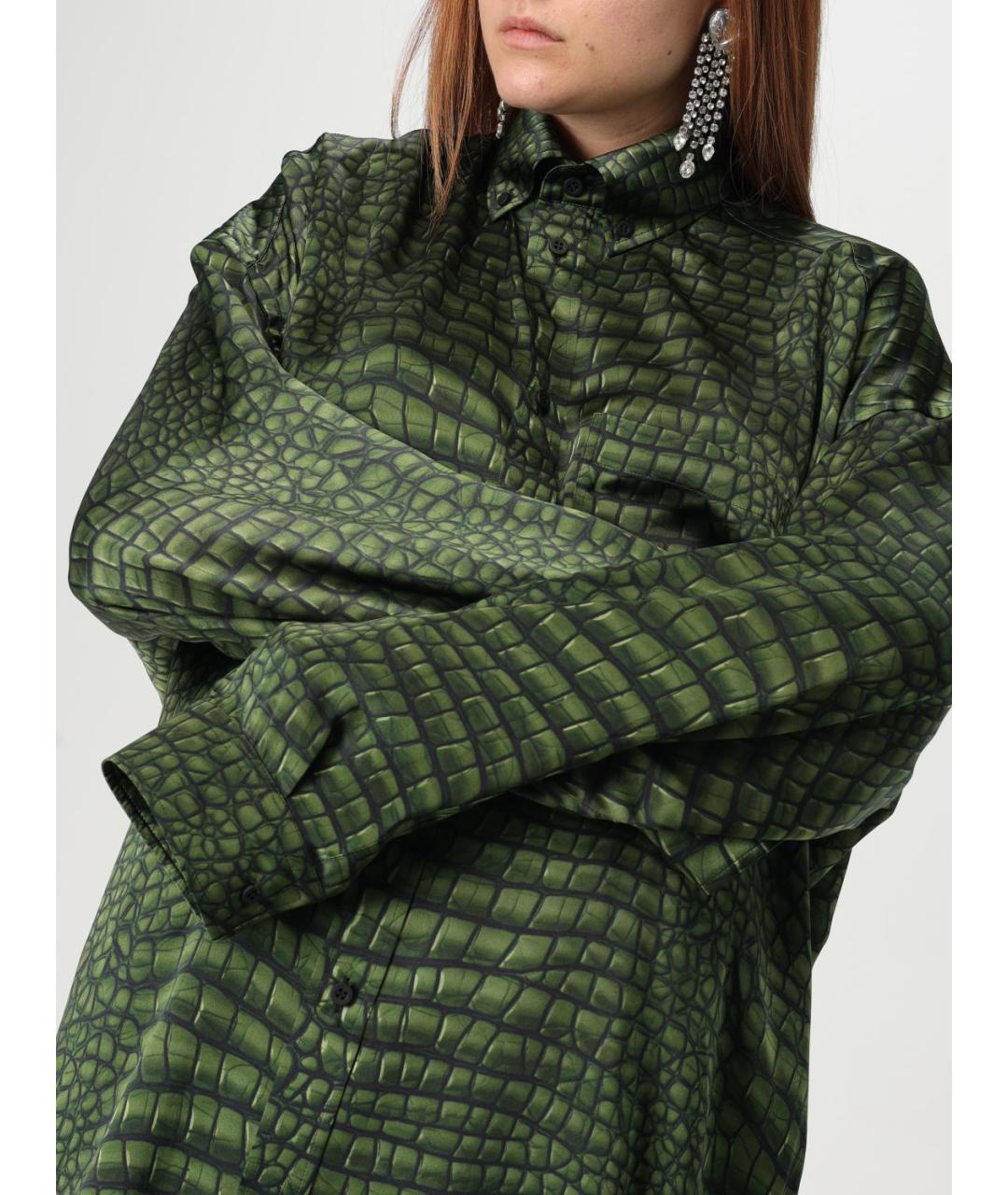 BALENCIAGA Зеленая шелковая рубашка, фото 6
