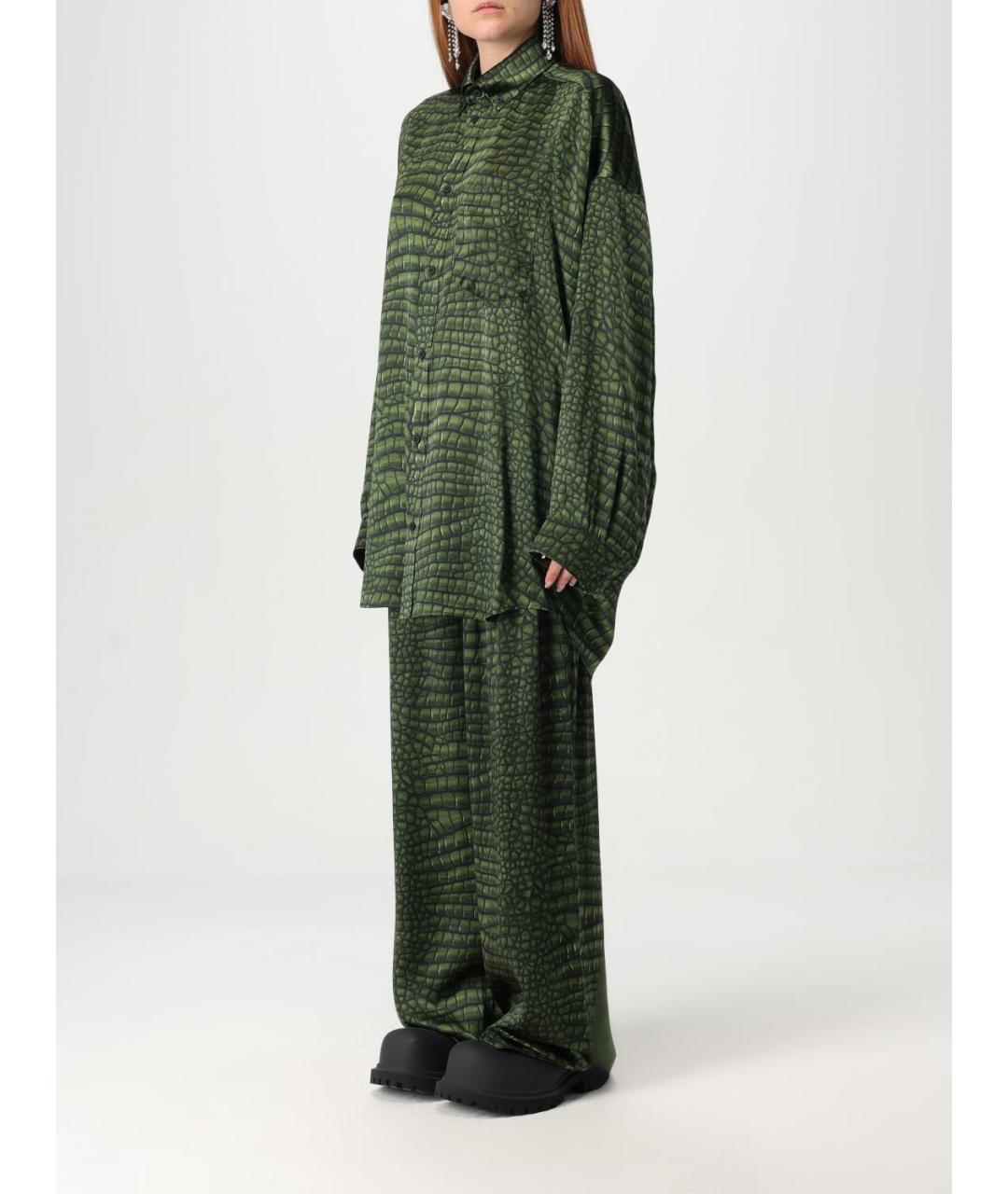 BALENCIAGA Зеленая шелковая рубашка, фото 5