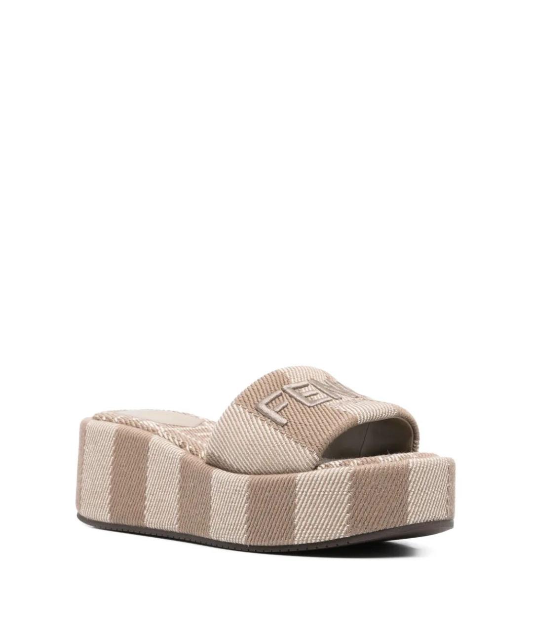 FENDI Бежевые сандалии, фото 4