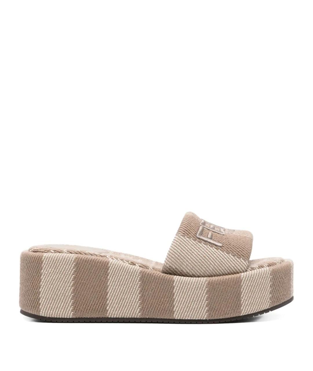 FENDI Бежевые сандалии, фото 1