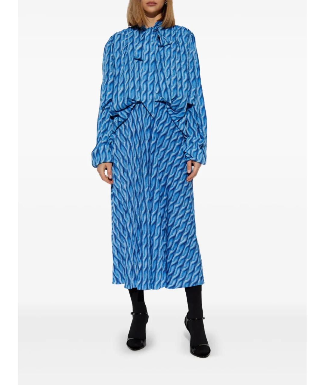 BALENCIAGA Синее полиэстеровое повседневное платье, фото 3