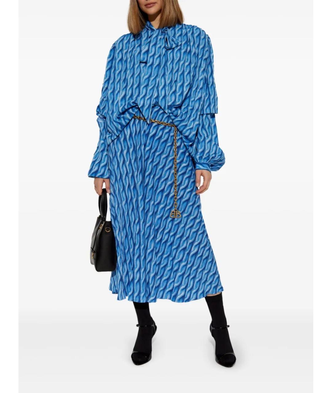 BALENCIAGA Синее полиэстеровое повседневное платье, фото 5
