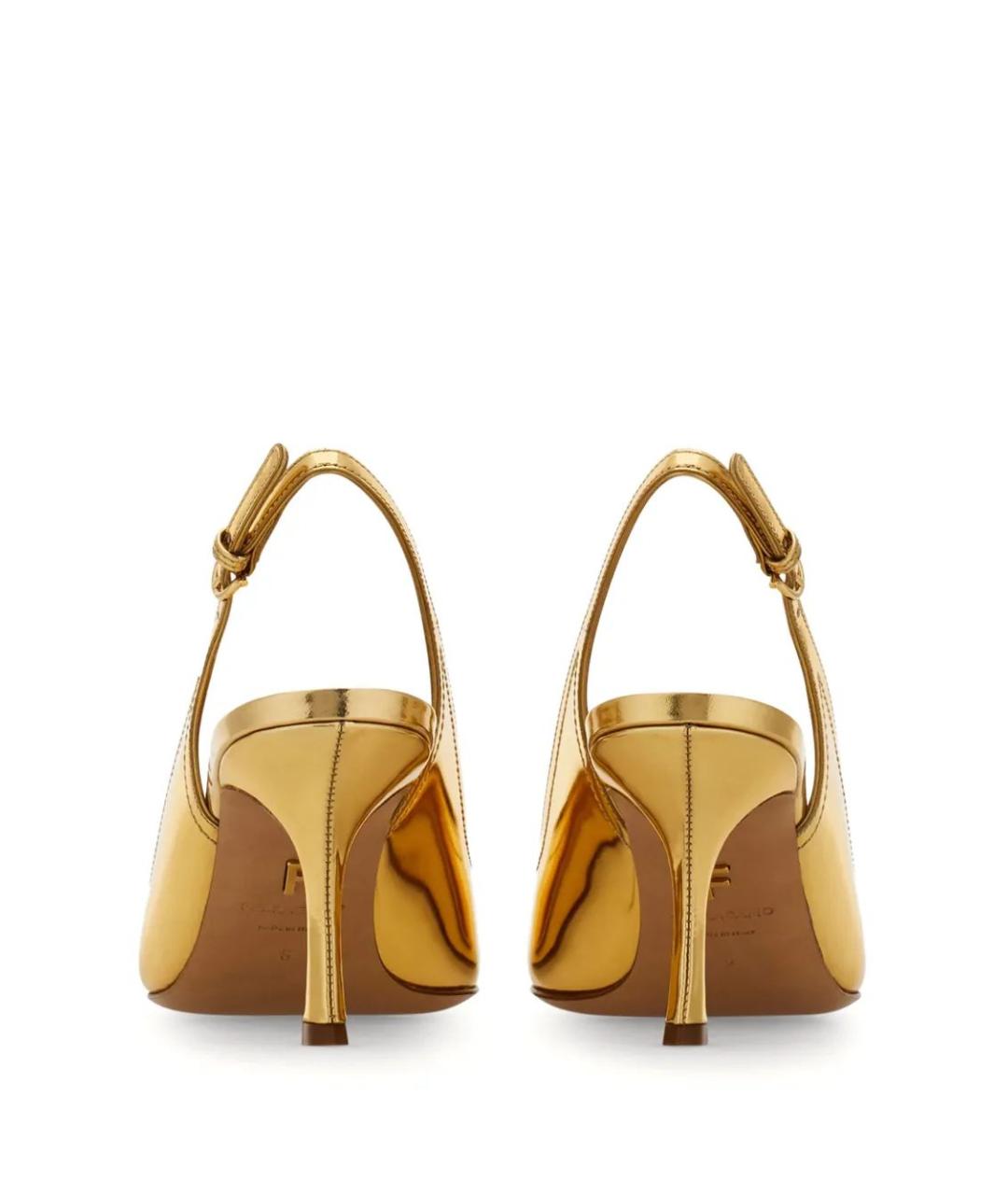 FERRAGAMO Золотые кожаные туфли, фото 5