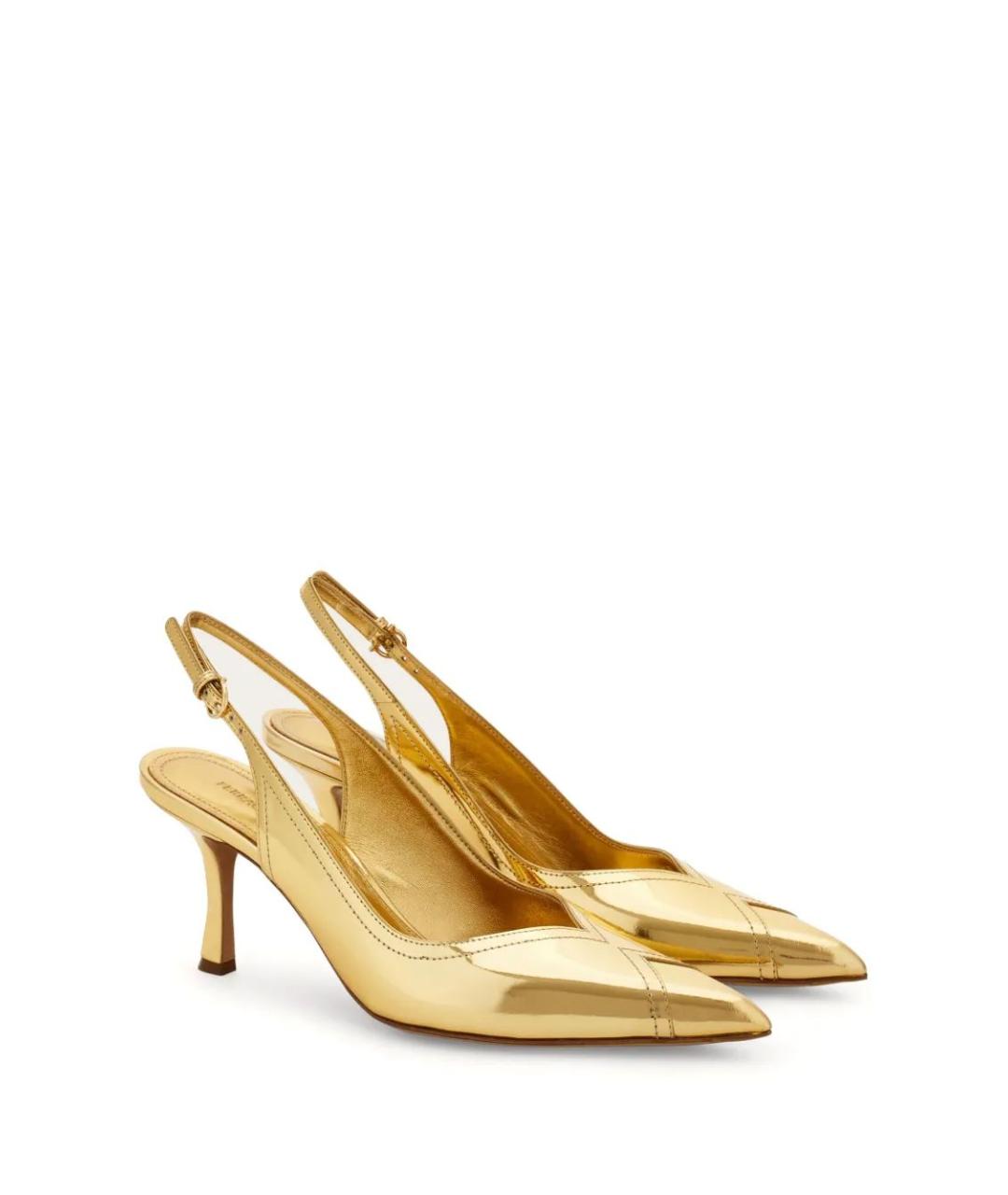 FERRAGAMO Золотые кожаные туфли, фото 2