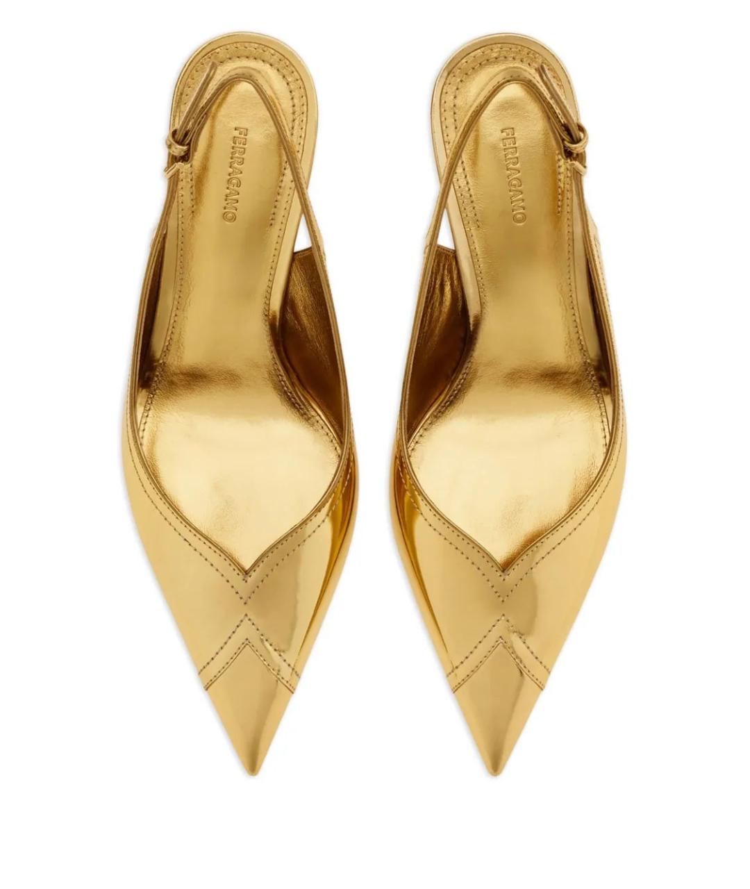 FERRAGAMO Золотые кожаные туфли, фото 3