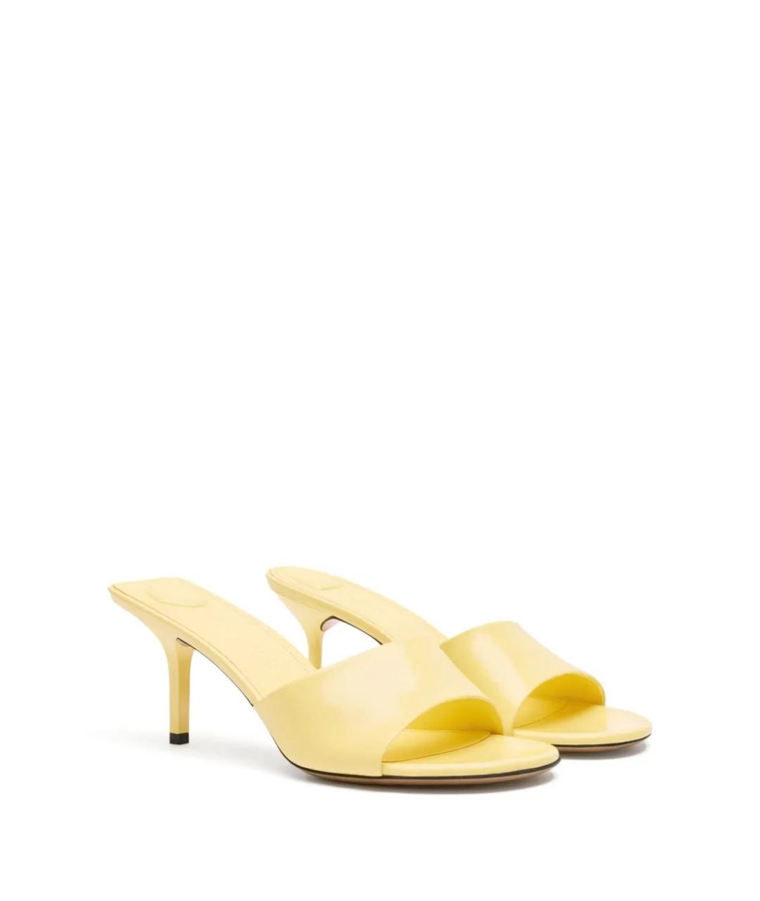JACQUEMUS Желтые кожаные мюли, фото 5