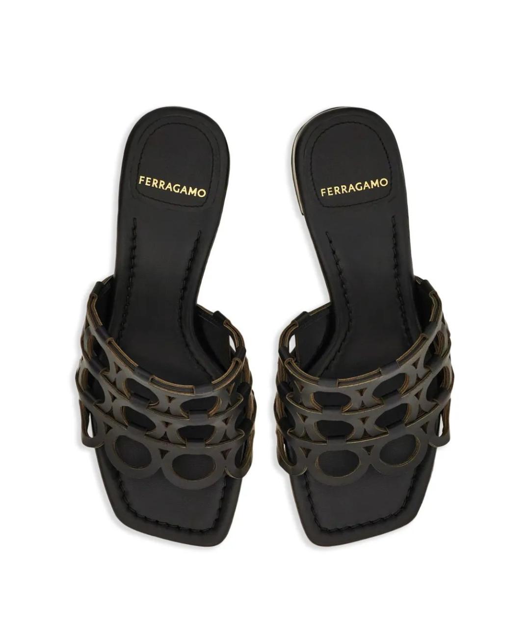 FERRAGAMO Черные кожаные мюли, фото 2