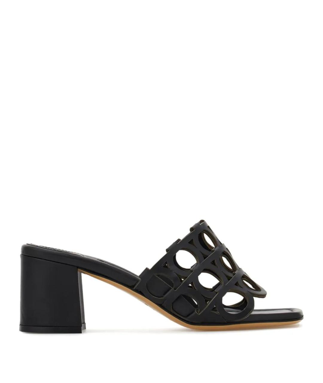 FERRAGAMO Черные кожаные мюли, фото 1