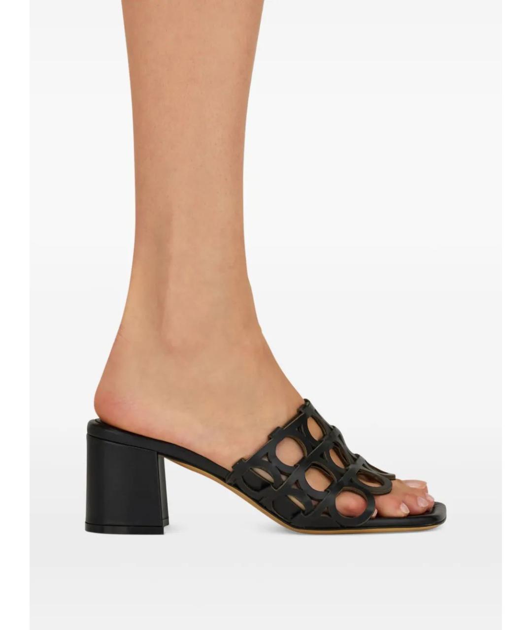FERRAGAMO Черные кожаные мюли, фото 5