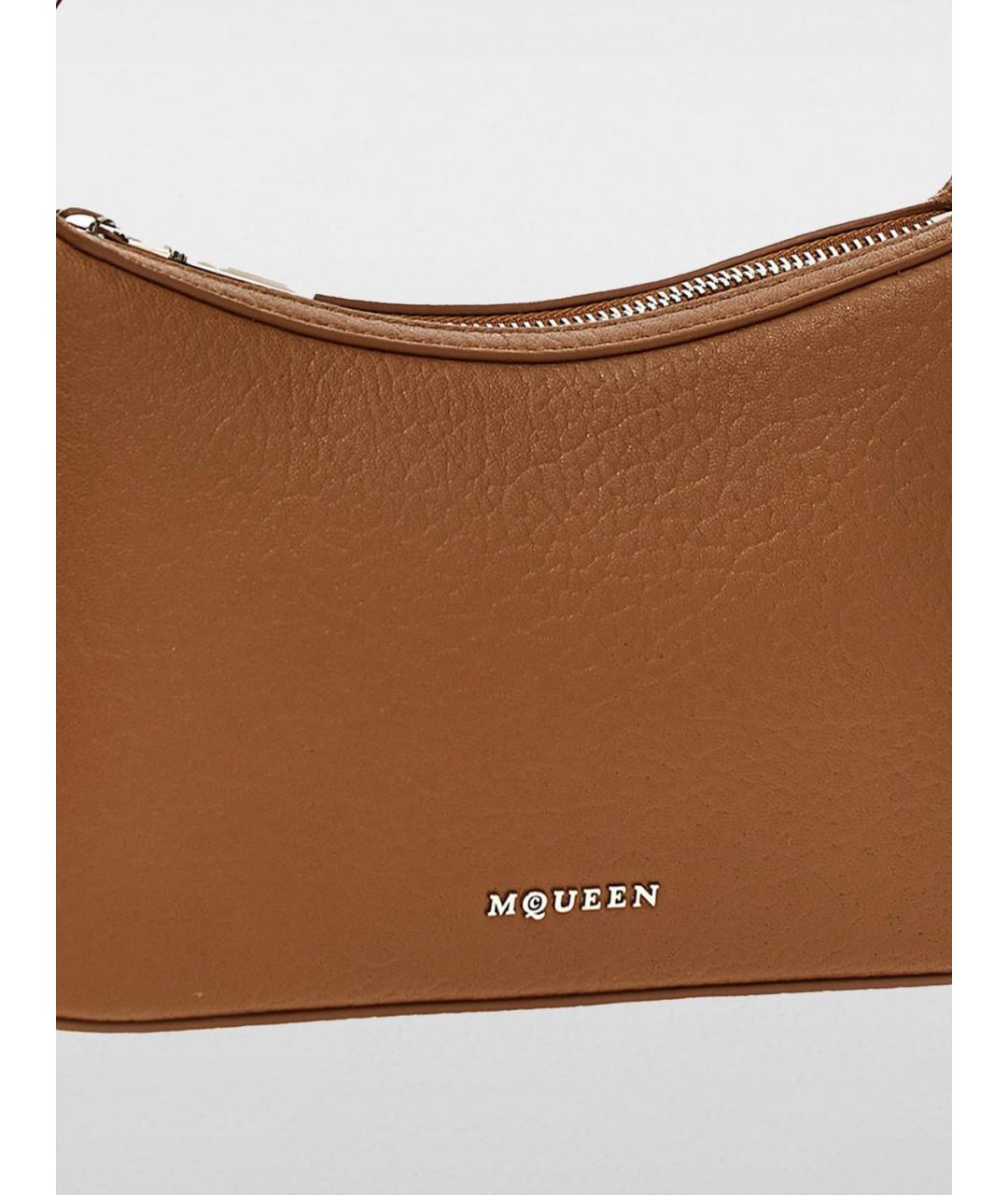 ALEXANDER MCQUEEN Коричневая кожаная сумка с короткими ручками, фото 3