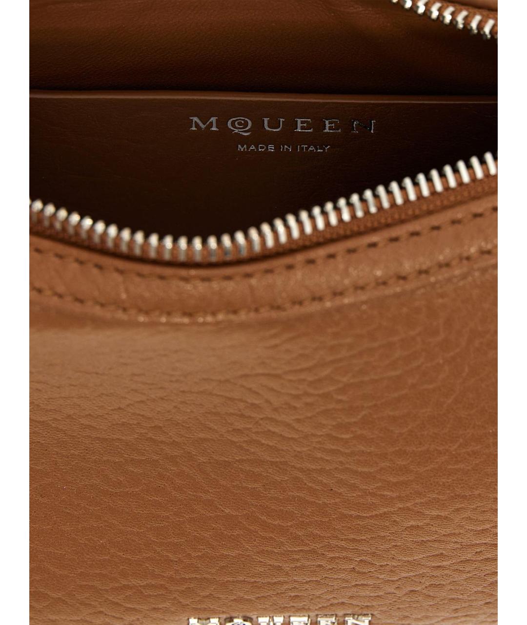ALEXANDER MCQUEEN Коричневая кожаная сумка с короткими ручками, фото 4