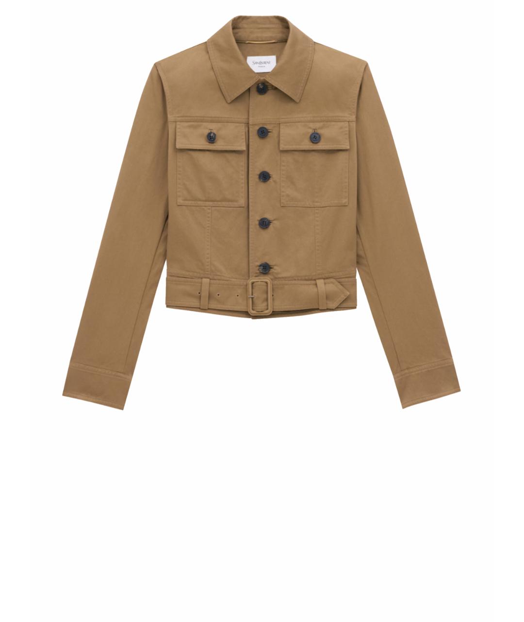 SAINT LAURENT Бежевая хлопковая куртка, фото 1