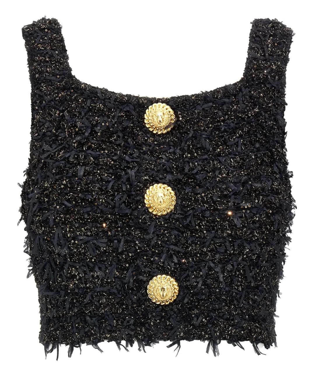 BALMAIN Черная синтетическая майка, фото 1
