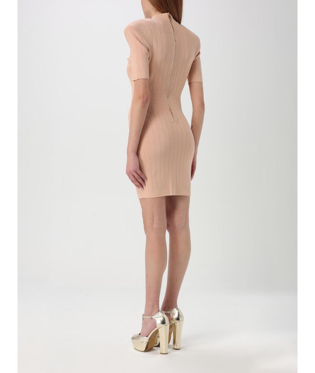 BALMAIN Бежевое вискозное повседневное платье, фото 3