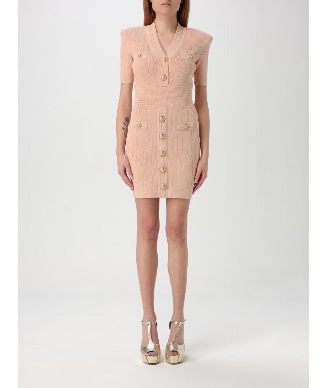 BALMAIN Бежевое вискозное повседневное платье, фото 2