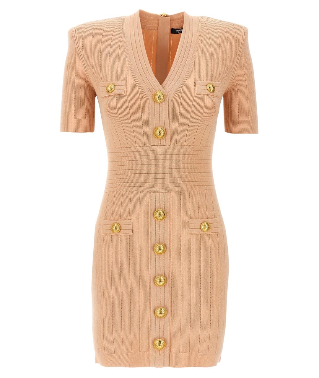 BALMAIN Бежевое вискозное повседневное платье, фото 1
