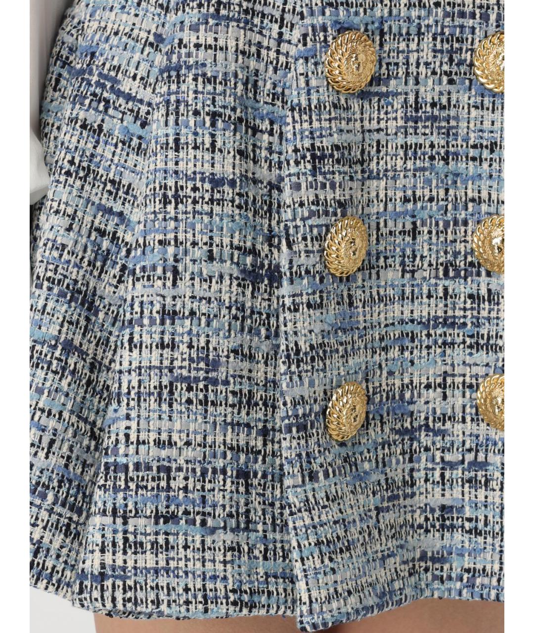 BALMAIN Синяя хлопковая юбка мини, фото 6