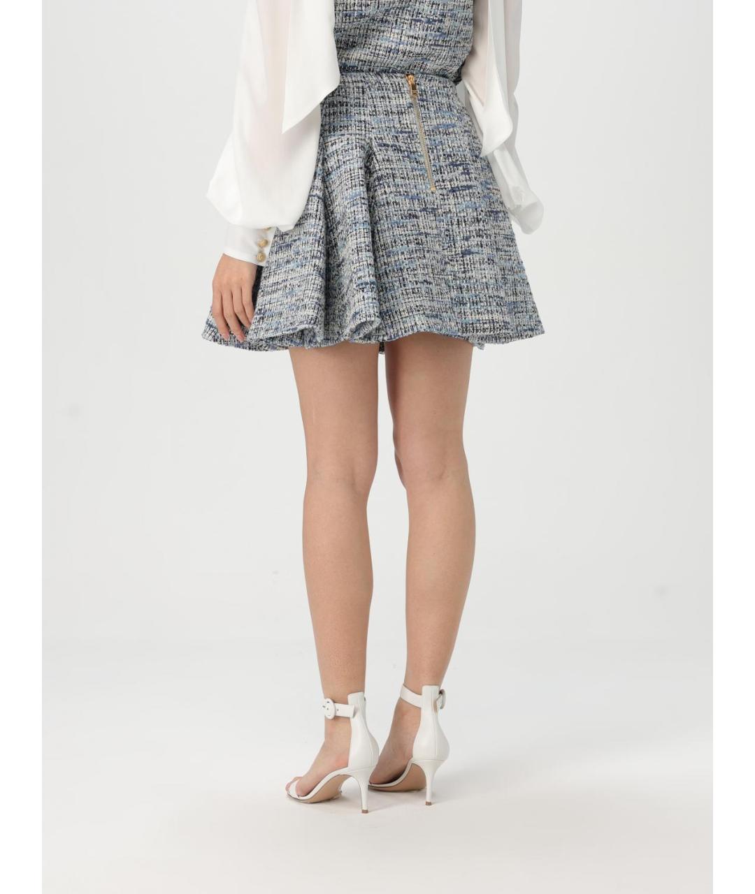 BALMAIN Синяя хлопковая юбка мини, фото 4