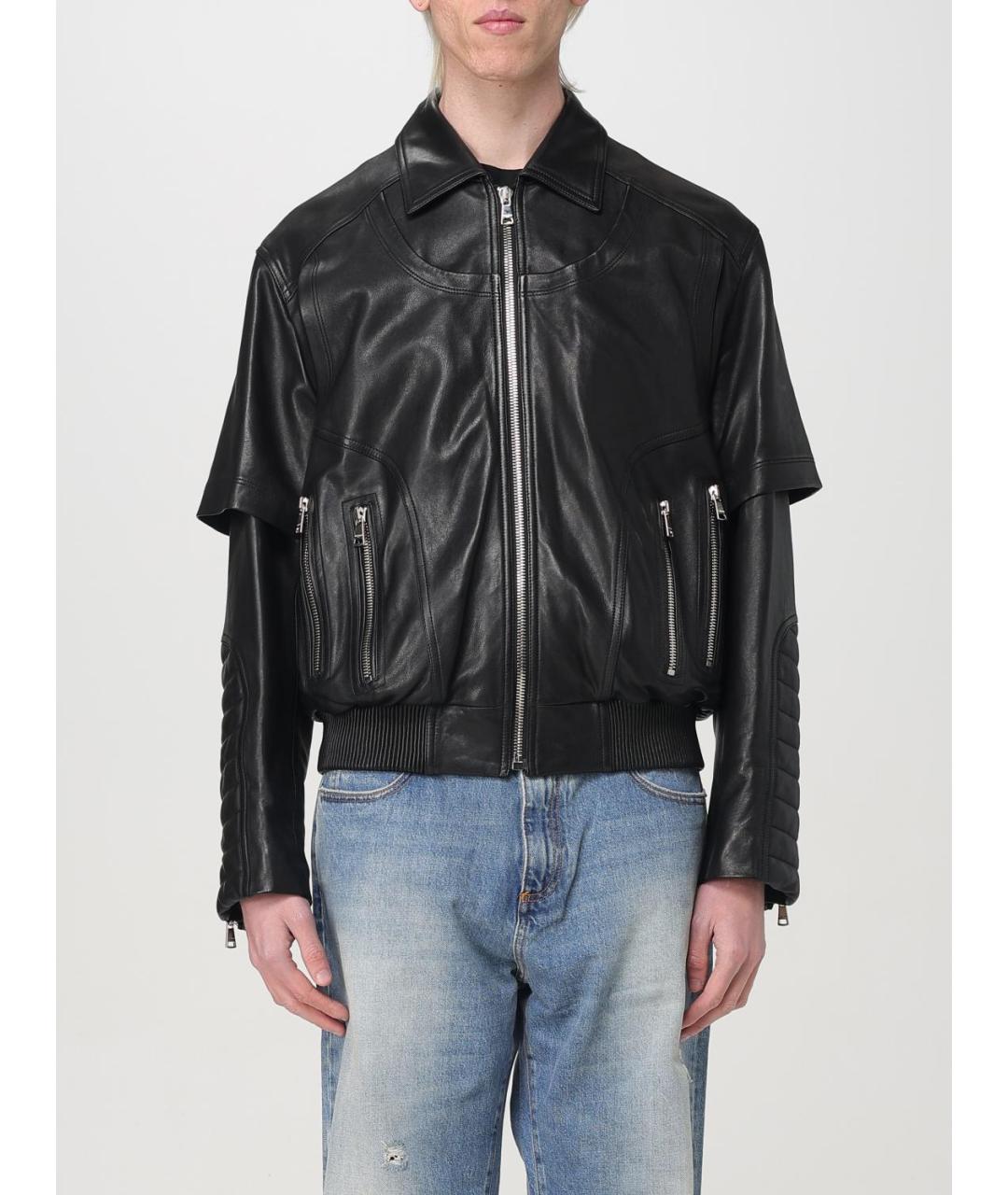 BALMAIN Черная кожаная куртка, фото 2