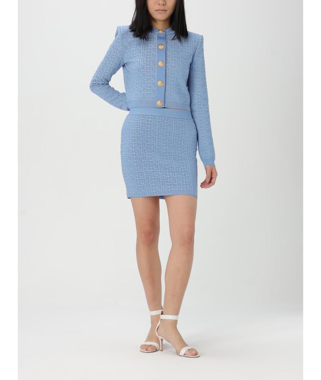 BALMAIN Синяя юбка мини, фото 3