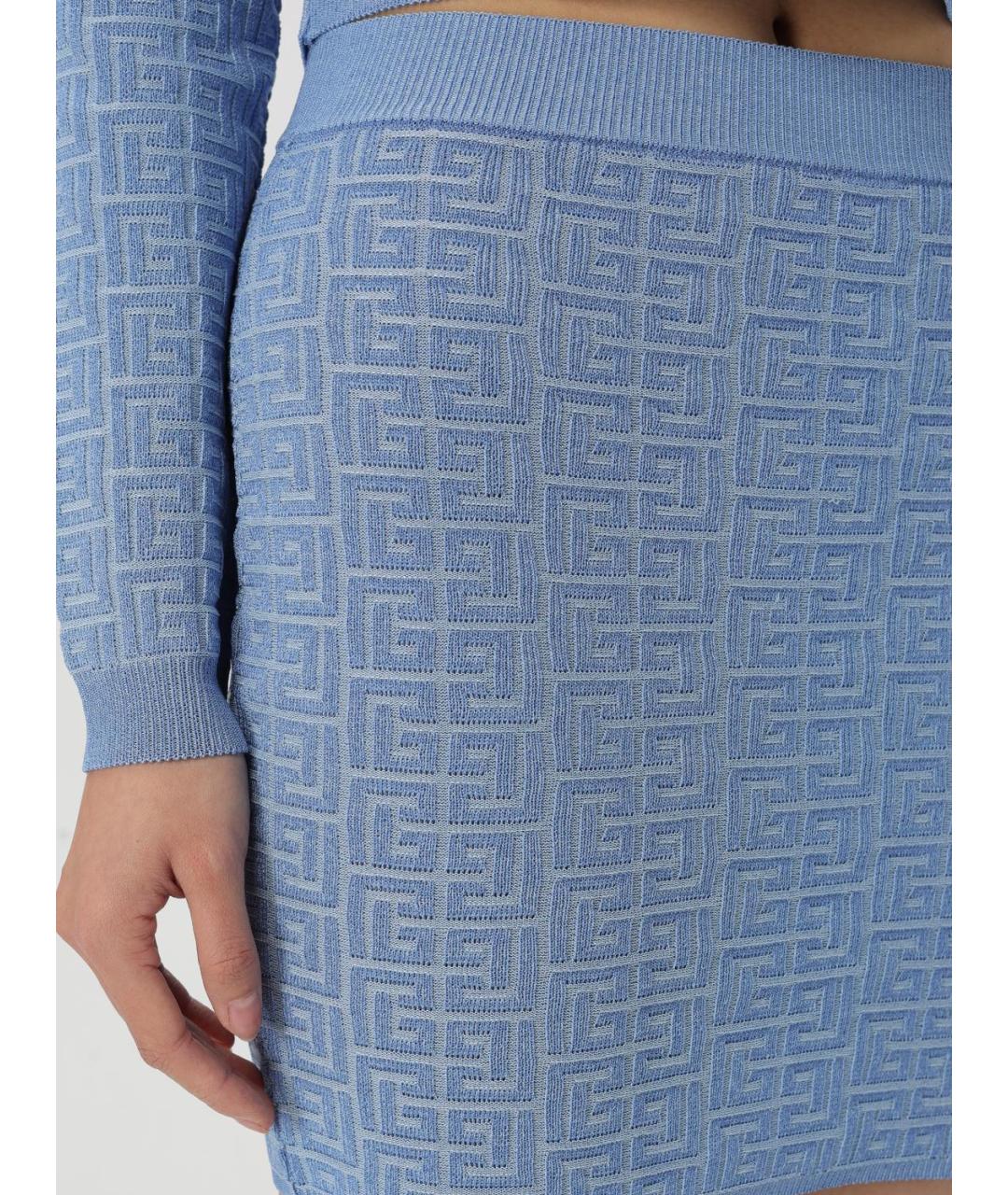 BALMAIN Синяя юбка мини, фото 6