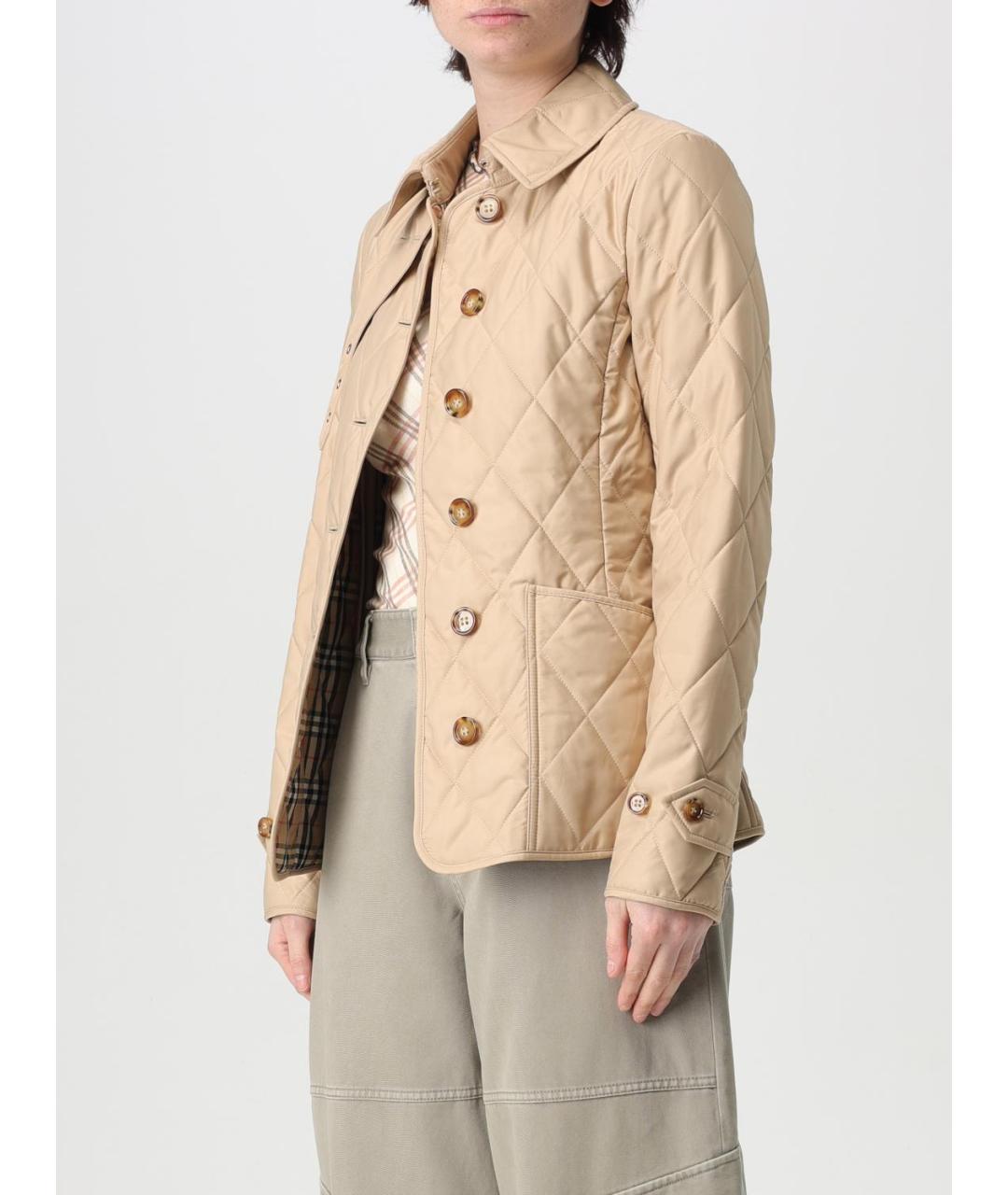 BURBERRY Бежевая полиэстеровая куртка, фото 5