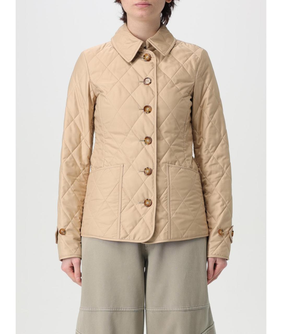 BURBERRY Бежевая полиэстеровая куртка, фото 2