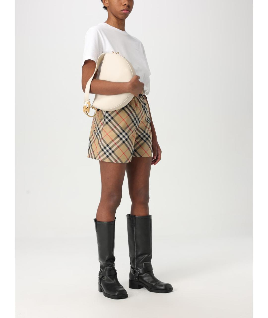 BURBERRY Бежевая кожаная сумка с короткими ручками, фото 2