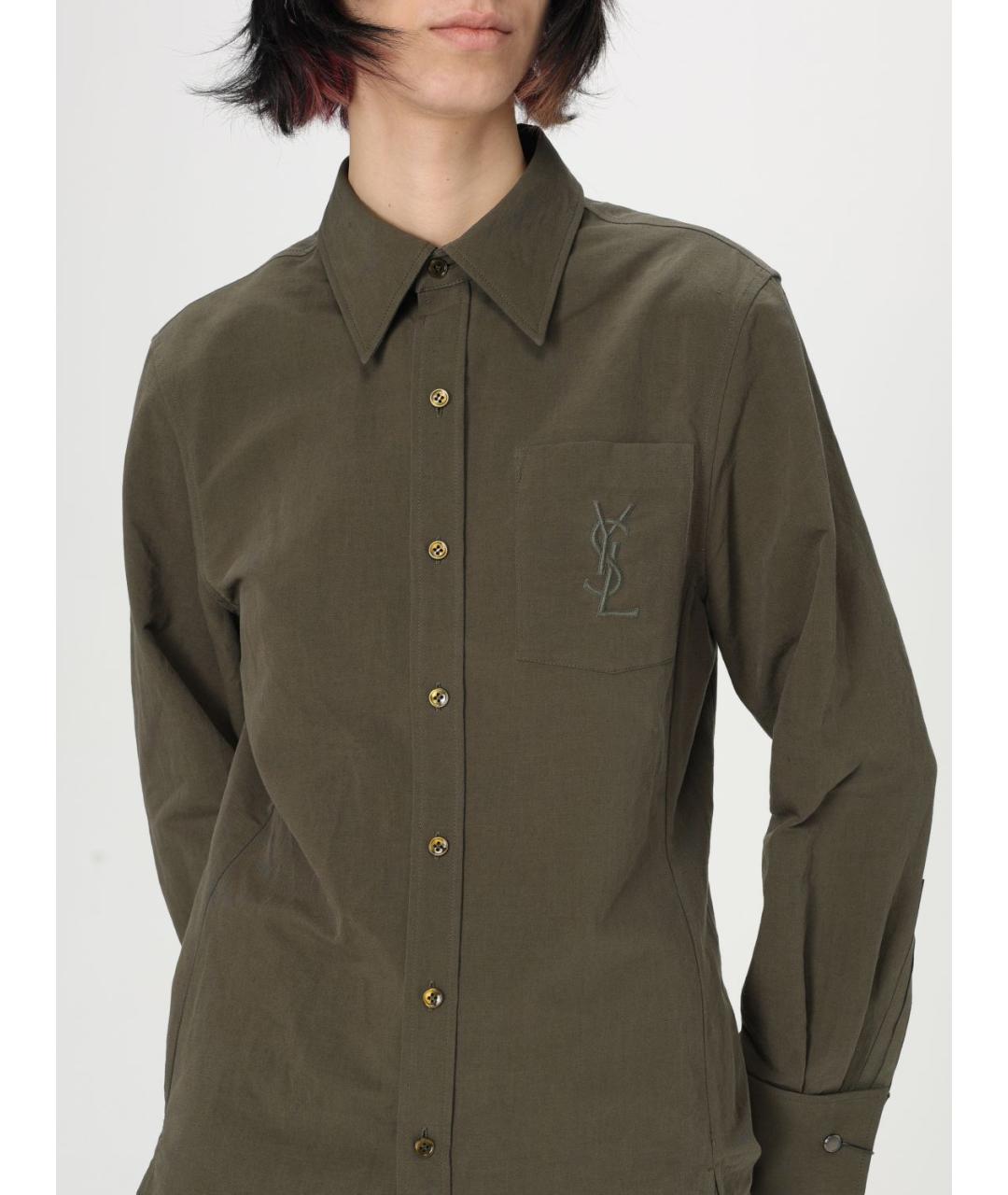 SAINT LAURENT Хаки рубашка, фото 6