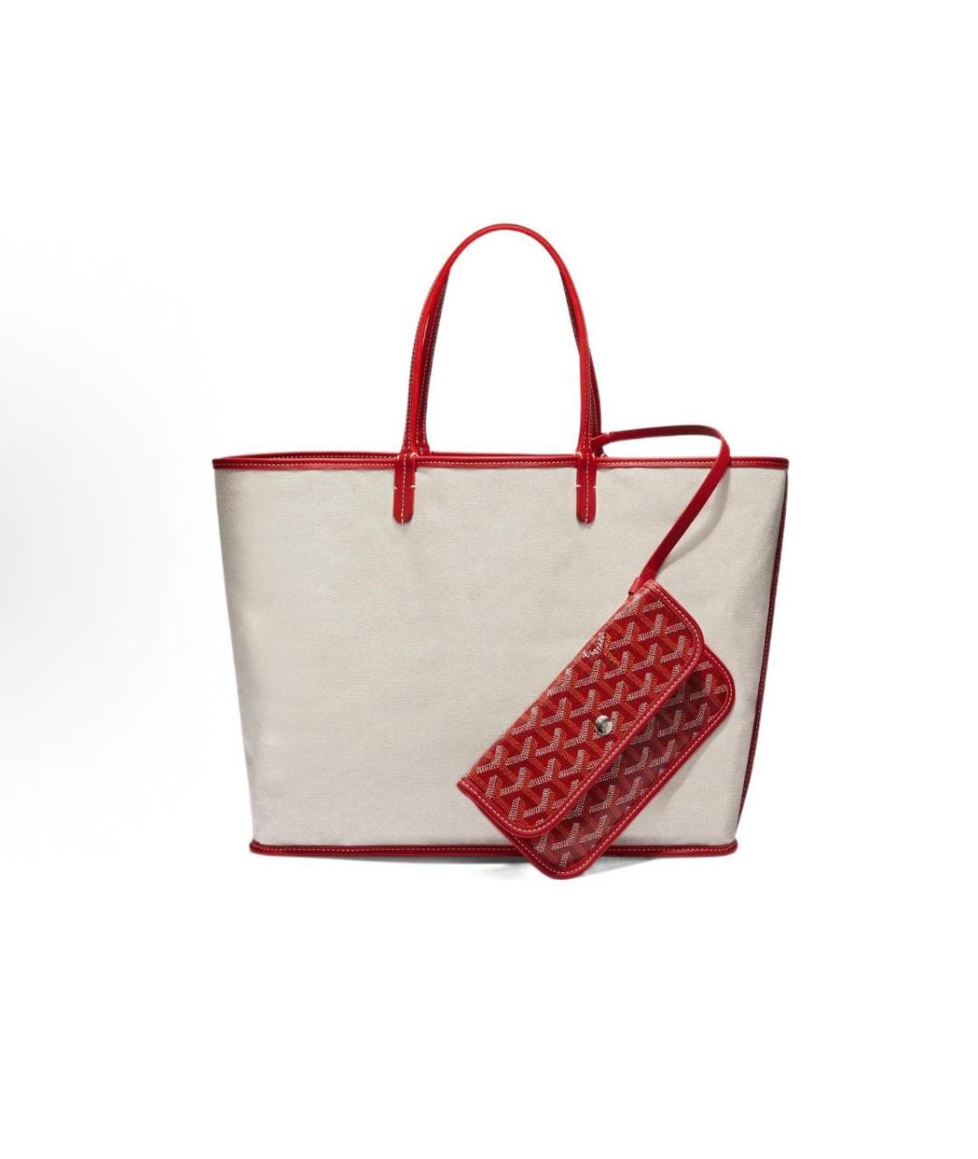 GOYARD Красная кожаная сумка тоут, фото 3