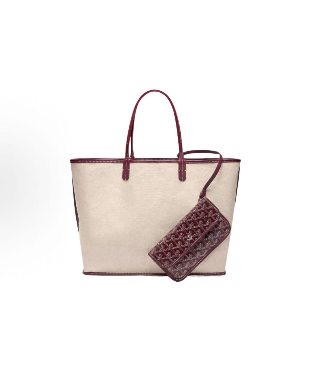 GOYARD Бордовая кожаная сумка тоут, фото 3