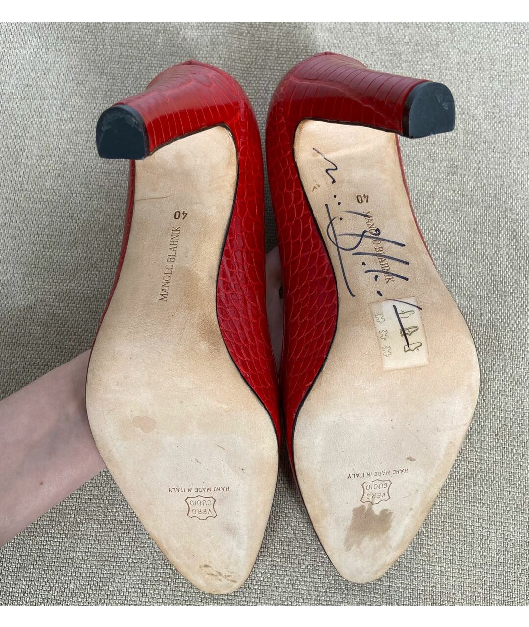MANOLO BLAHNIK Красные кожаные туфли, фото 6