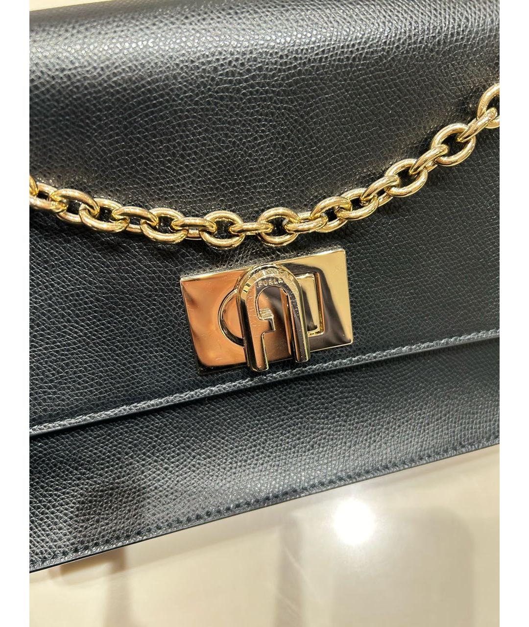 FURLA Черная кожаная сумка через плечо, фото 4