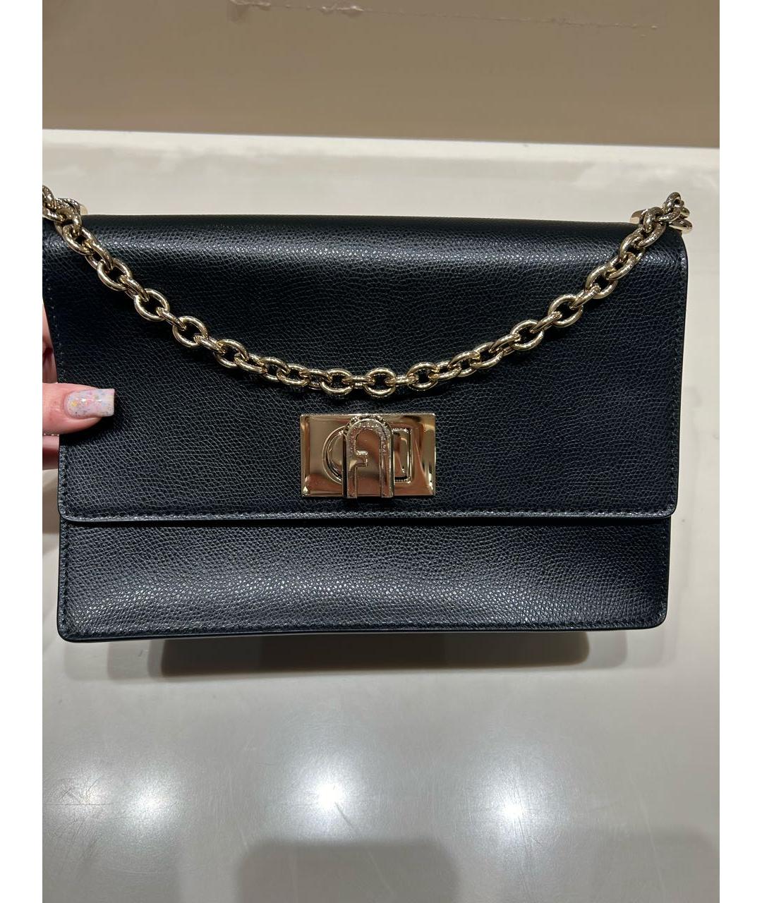 FURLA Черная кожаная сумка через плечо, фото 2