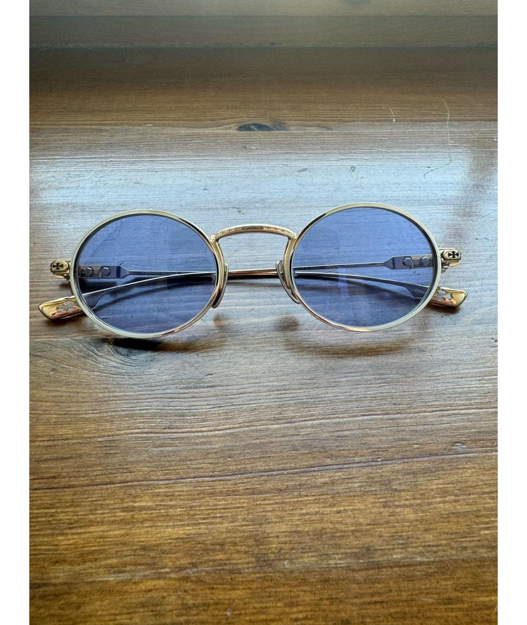 CHROME HEARTS Золотые металлические солнцезащитные очки, фото 5