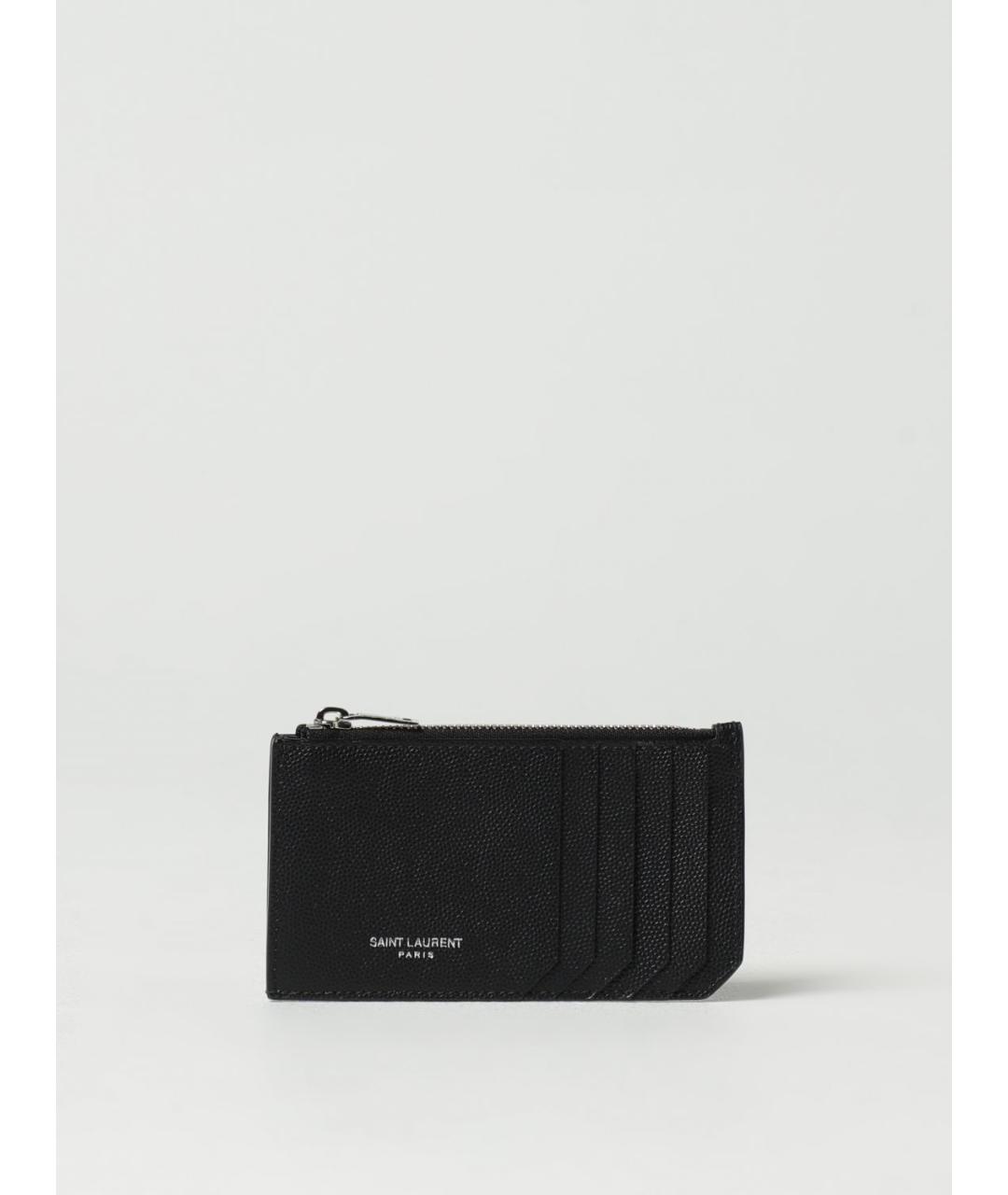 SAINT LAURENT Черный кожаный кардхолдер, фото 4
