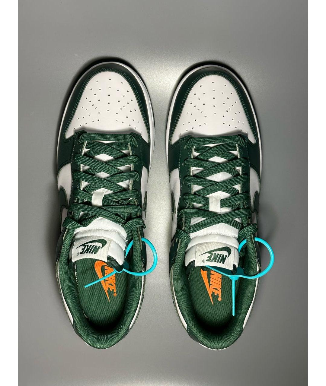 NIKE Зеленые кожаные низкие кроссовки / кеды, фото 3