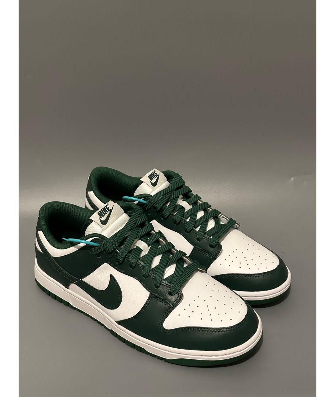 NIKE Зеленые кожаные низкие кроссовки / кеды, фото 5